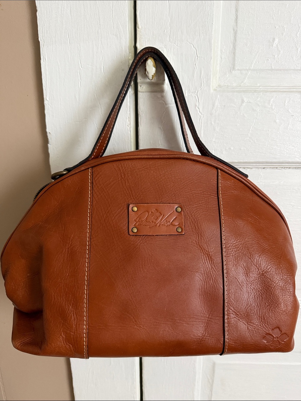 Patricia Nash Leather Dome Satchel Bag  Brown